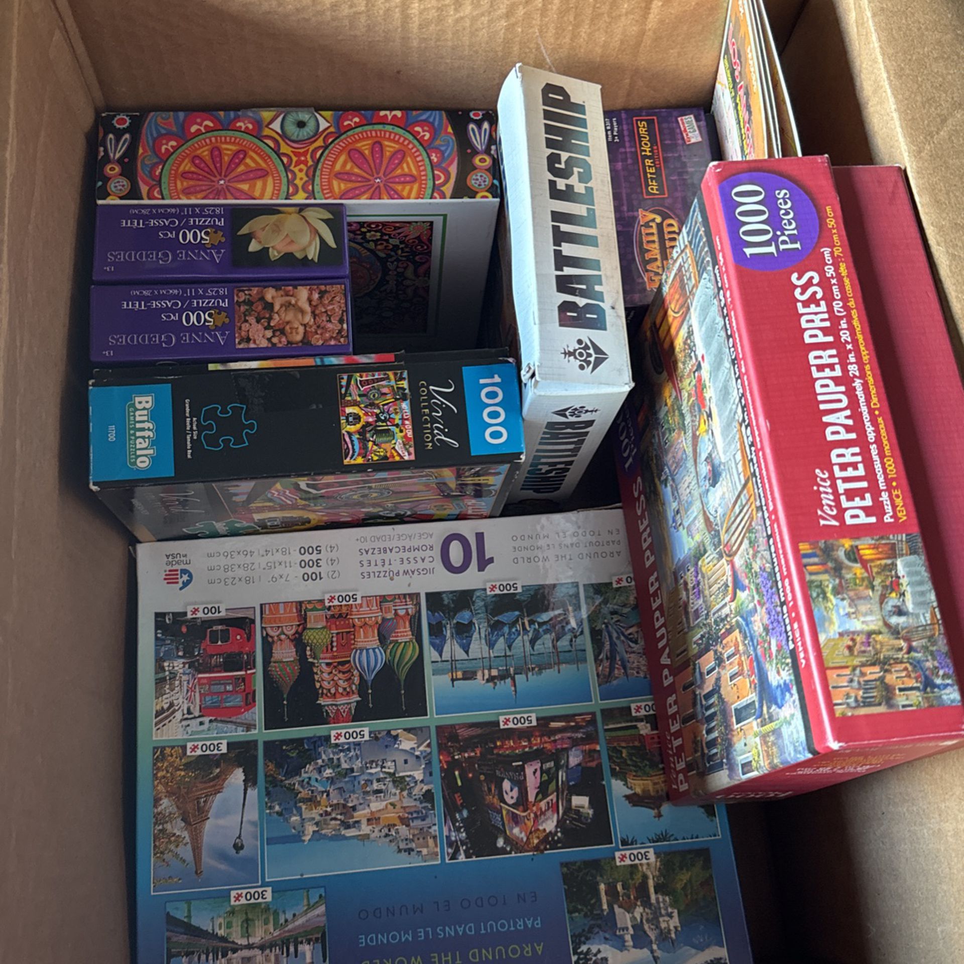 Box Of Puzzles And Board Games 
