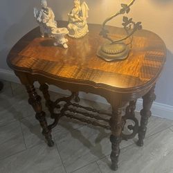 Beautiful 1930s Carved Walnut Parlor Table