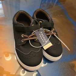 French Toast Kids Black Wingtip Oxford Dress Shoes Hook and Loop Closure