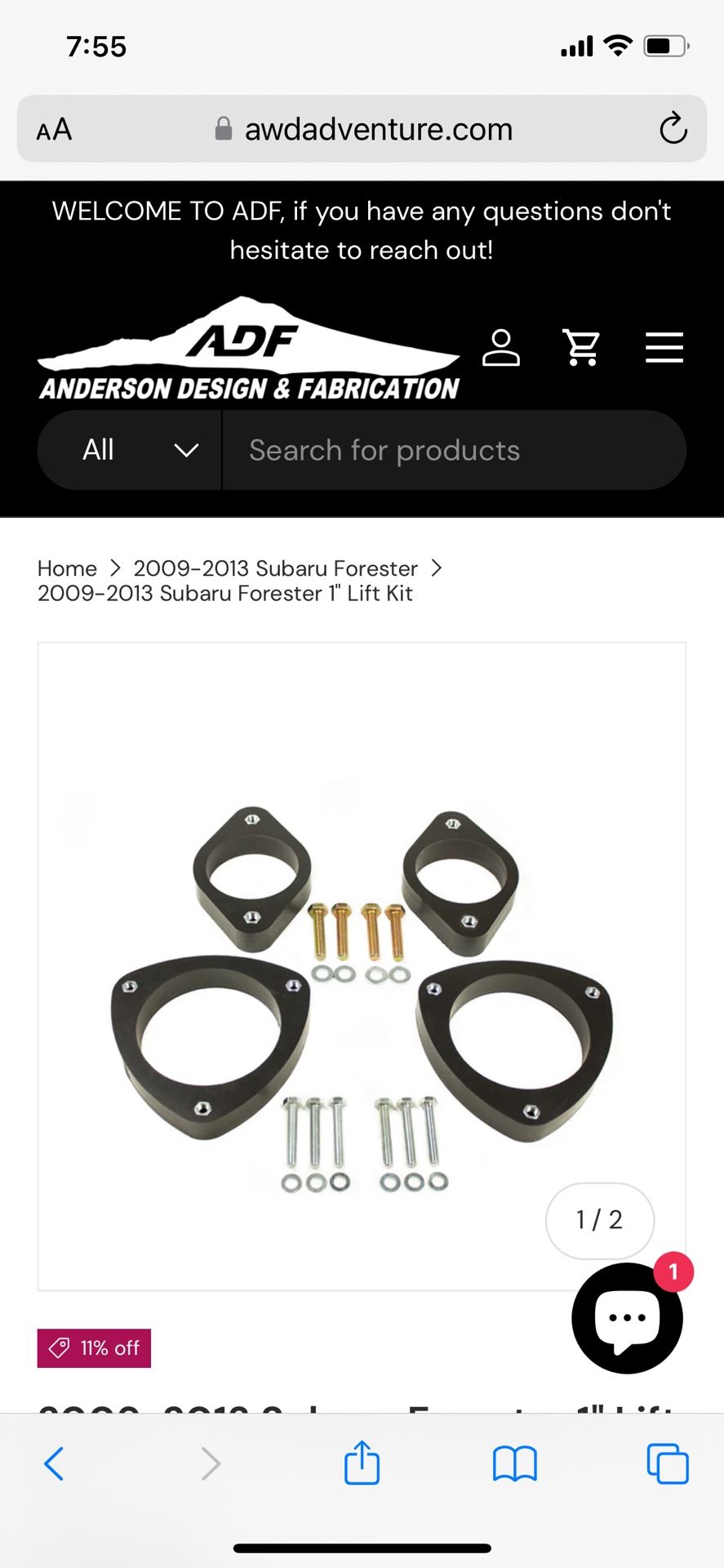 ADF 2009-2013 Subaru Forester 1” Lift Kit