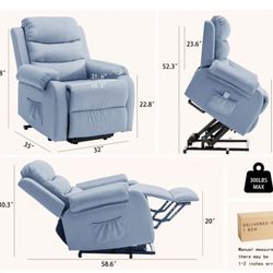 Power Lift Recliner Chair for Elderly, Electric Lift Chair for Adults, Small Recliner with Side Pockets ,Blue