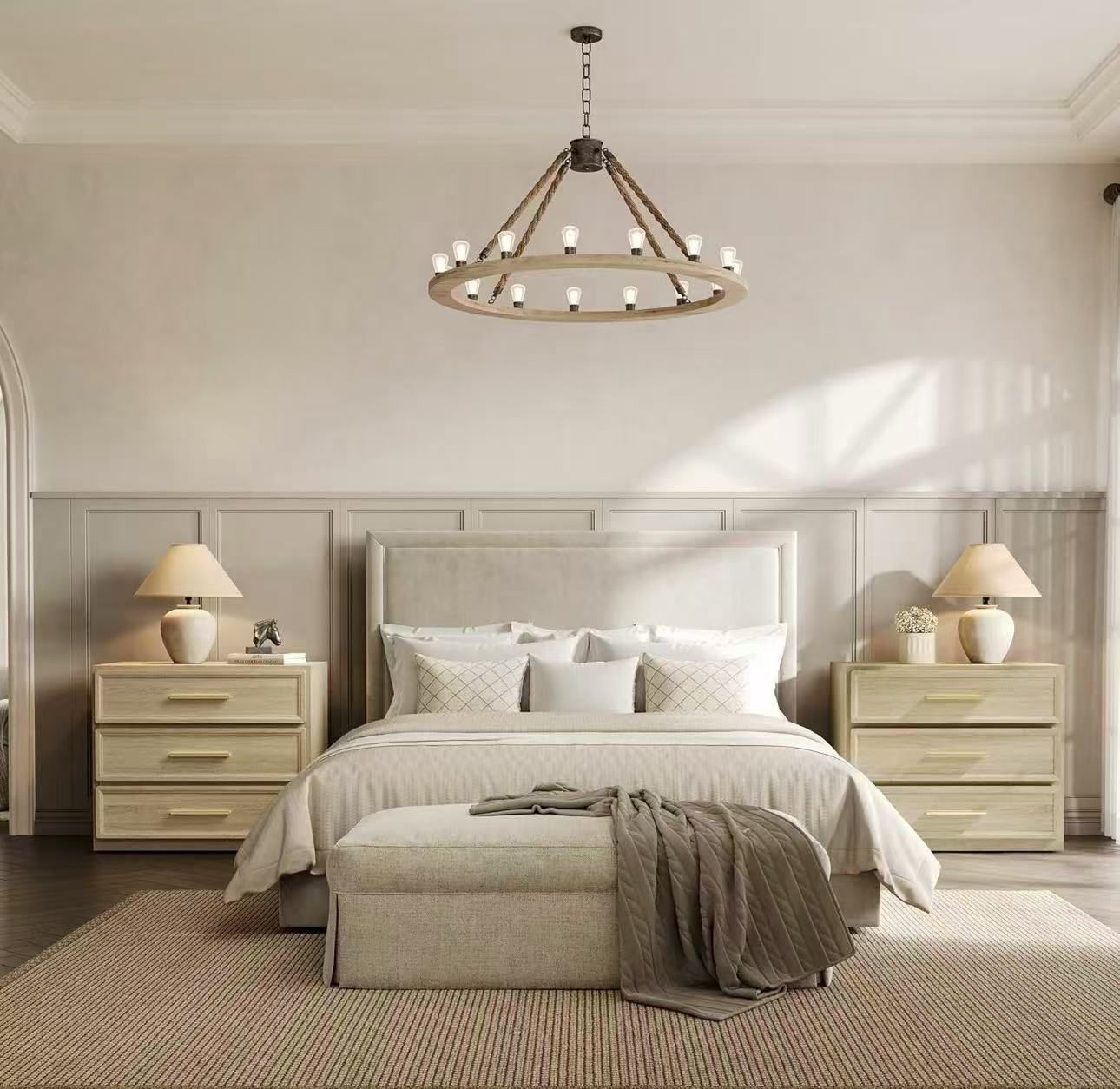 ND122A2XLTY1178 Night Stand Set 2 Oversized Extra Large Nightstands Set of 2 Tall Bedside Side Table with 3 Drawers Storage Modern End Tables Wide Nig