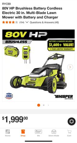 Ryobi 80v 30 Inch Electric Mower 