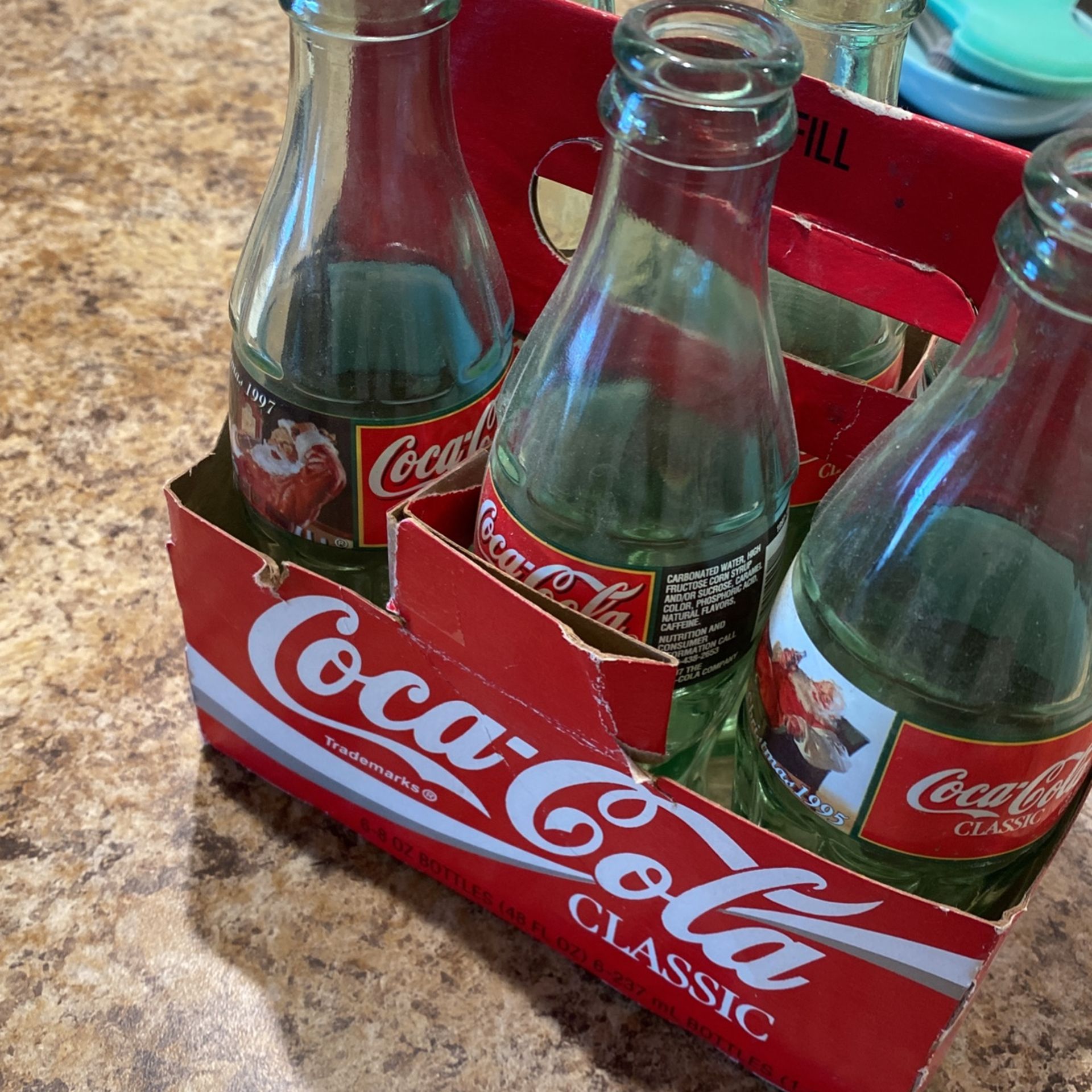 6 Pack X Mas 1996 Coke Bottles