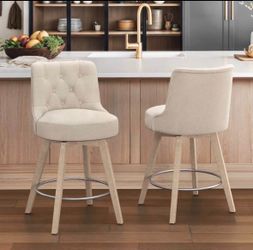 2X Linen color 26” swivel fabric barstools