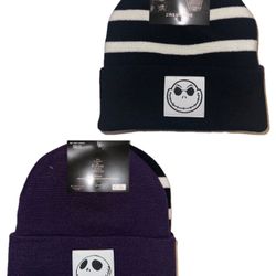 Nightmare Before Christmas 2 Pack Knit Beanie Jack Skellington Black & Purple