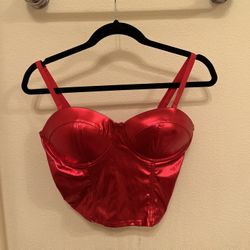 Red Faux Leather Corset