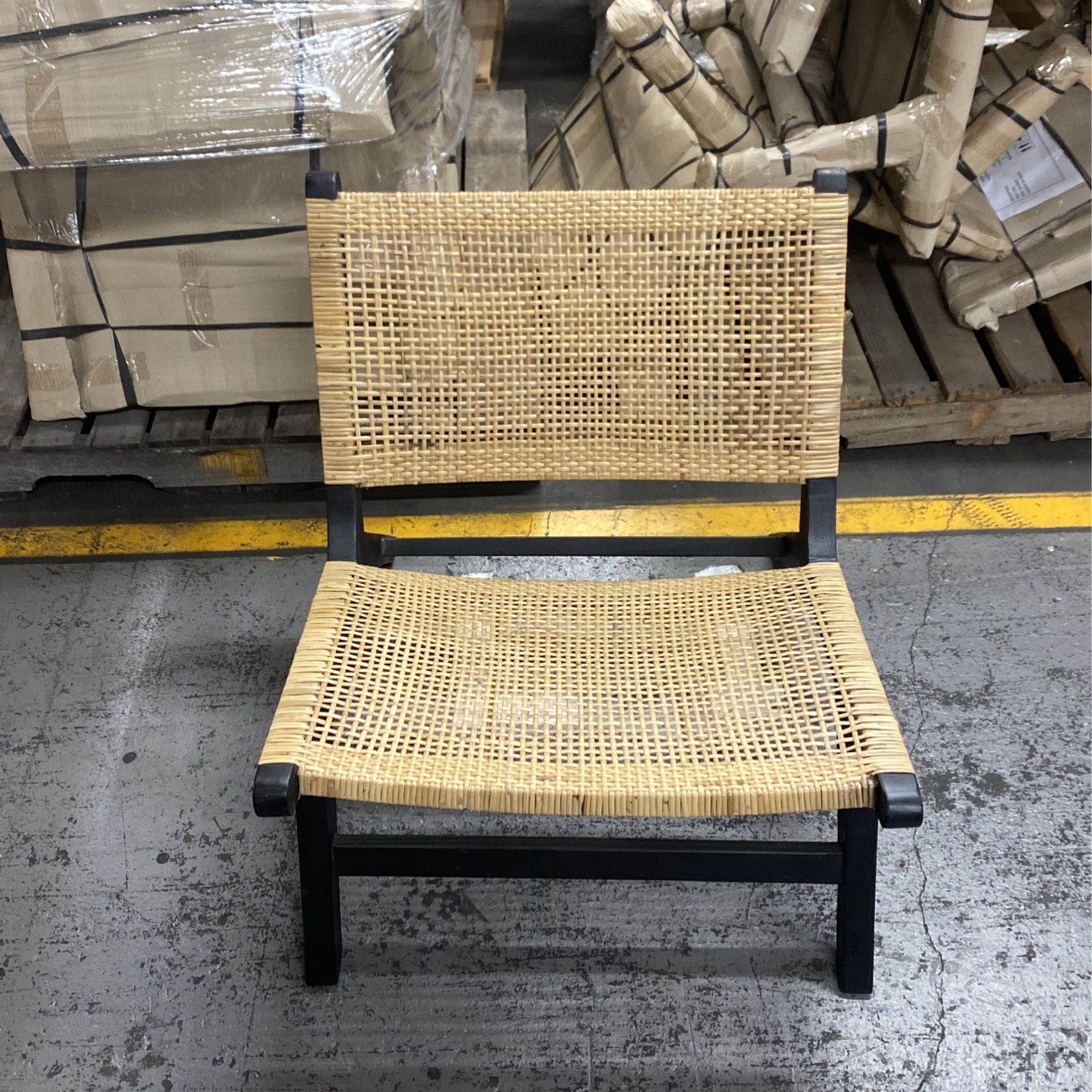 Wood Rattan Black Lounge Chair - Brand New - Multiple Available