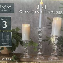 New Mikasa Glass Candle Holders 