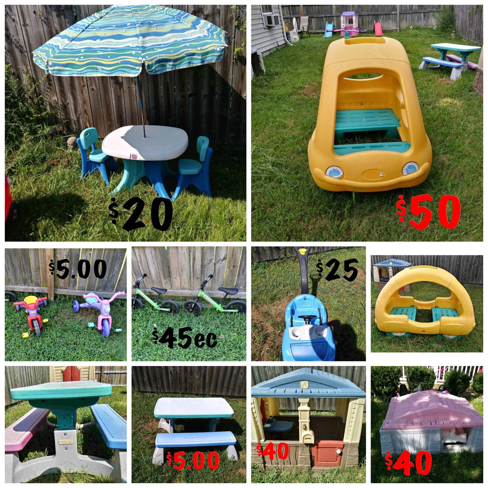 LITTLE TIKES TYKES & STEP 2 TWO OUTDOOR TOYS PLAYHOUSE GYMS ETC!
