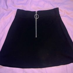 Black Zip Up Skater Skirt Emo