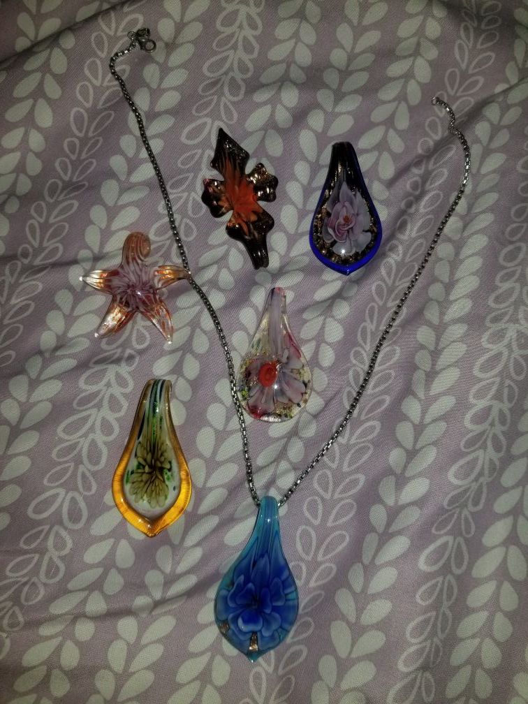 Hand made glass blown necklace charms from Spain