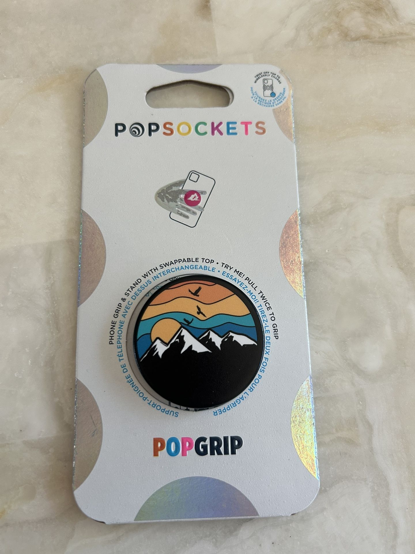 Popsocket Popgrip Phone Grip & Stand w/ Swappable Top Mountain High Sunset