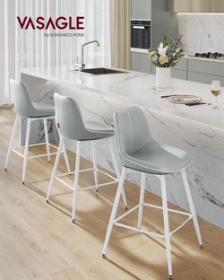 Bar Stools Set of 4, Bar Height, with Back, 28.5-Inch PU Leather, Ergonomic Backrest, Metal Legs, for Kitchen Island, Easy Assembly, LYNA Collection U