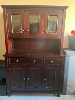 Dark Cherry Wood Buffet with Hutch