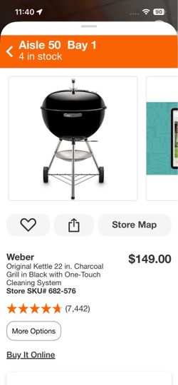 Weber original kettle 22in charcoal grill