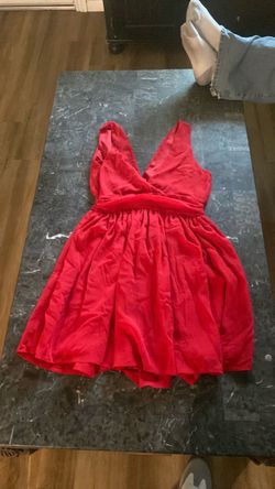 Red Deep V-Neck Mini Dress  small