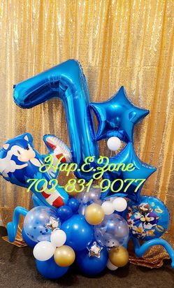 Sonic Theme Balloon Arrangement Birthday Decor