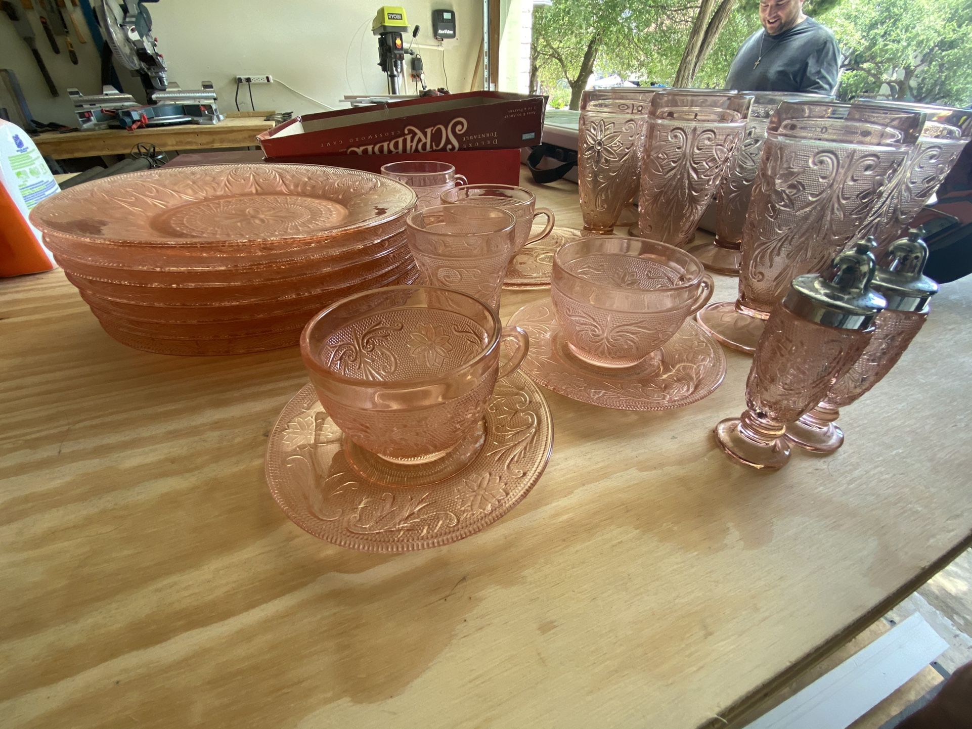 Antique Tiara Pink Glass