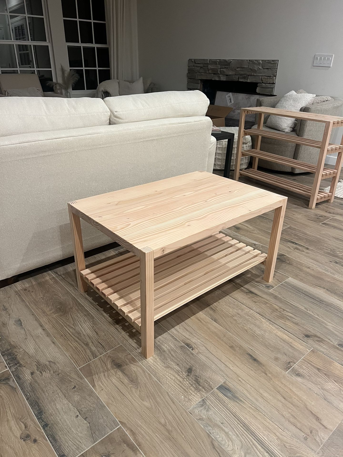 NEW Pottery Barn Style Rectangular Coffee Table - Custom Made, Solid Wood, Natural or Matte Black - $140