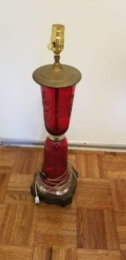 Red Etched Glass lamp vintage