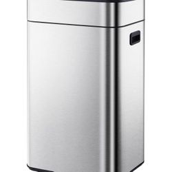 Stainless Steel Kitchen Trash Can 15 Gallon Motion Sensor Trash Can Without Inner Bucket, Large Capacity Automatic Kitchen Waste Bin with Lid