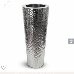 Le Present Hammered Chrome Metal Planter 36in