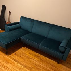 Green velvet sofa
