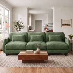 Rosedale 101" 3-Seater Chenille Curve Design Modular Sofa with Waist Pillow