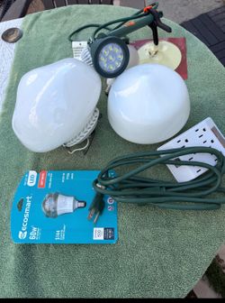 Assorted Light Bulbs/Fixture/Power Strip