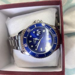 Silver Watch Blue Face