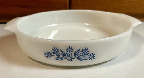 Anchor Hocking Fire King 429 BLUE Corn Flower 9" Round Pie Pan/CASSEROLE DISH