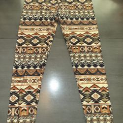 LuLaRoe Leggings TC Tall Curvy BROWN Autumn Fall Chevron AZTEC Southwest Diamond
