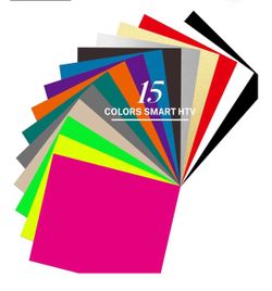 15Pcs Smart Iron on Vinyl Bundle 9.5in x 12in for Cricut Joy Xtra,Quick Matless Cutting,Heat Transfer Vinyl for T-Shirts,Apparel,Backpack & Home Decor