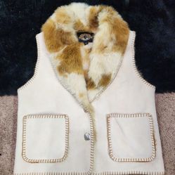 County Clothing Company Cheyenne Collection Faux Leather Fur Vest Size Medium