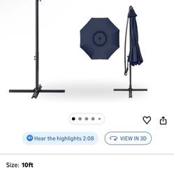10ft Cantilever Patio Umbrella w/ LED Lights – New in Box