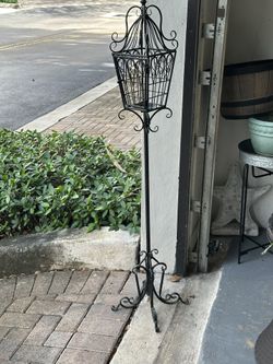 Black Metal Lantern Candle Stand Height 53 Inches