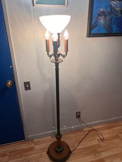 Vintage Torchiere Floor Lamp with Candelabra Arms