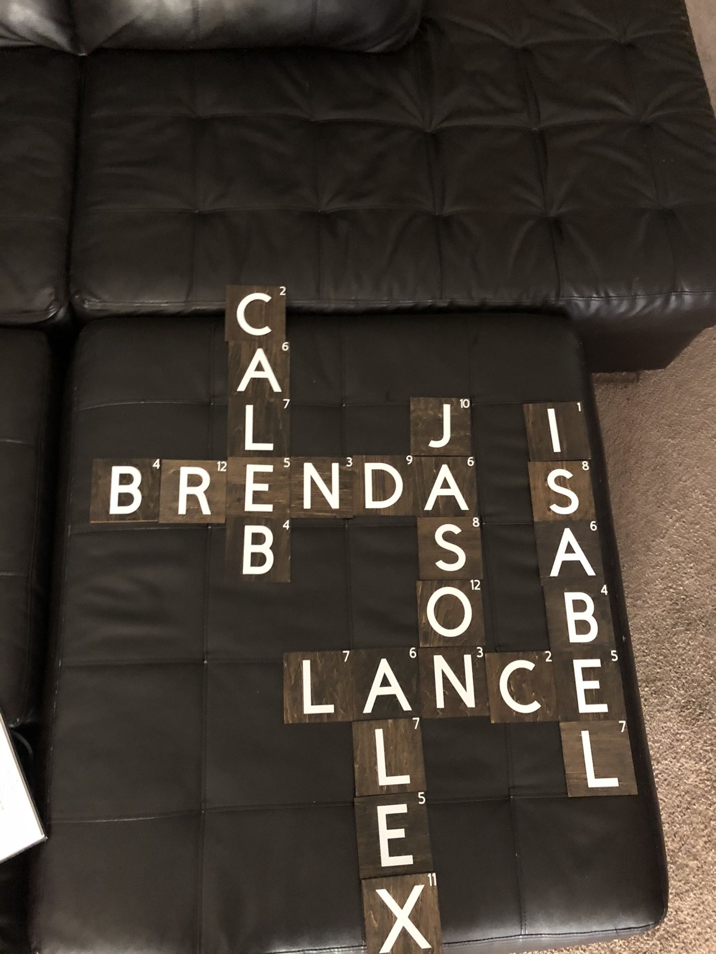 Custom family Scrabble pieces 4 x 4