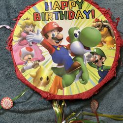 Super Mario Piñata + Peach costume + Cupcake Stand