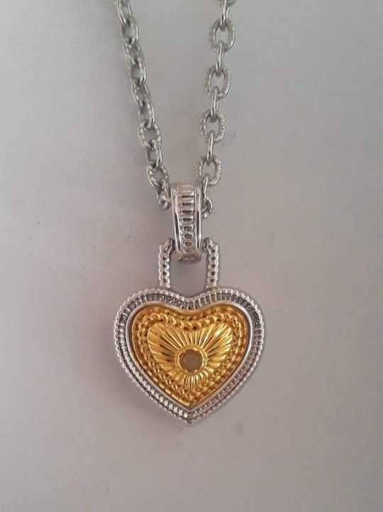 NEW costume jewelry heart necklace with TINY diamond chip in center $3 FIRM