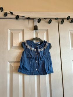 Janie and Jack shirt with lace collar. 6-12 months.