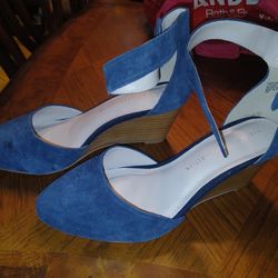 Torrid Blue Wedge Sandals Sz 9W