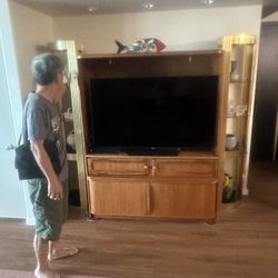 Scan Line - Teak Tv Stand  And Curio Cabinets 
