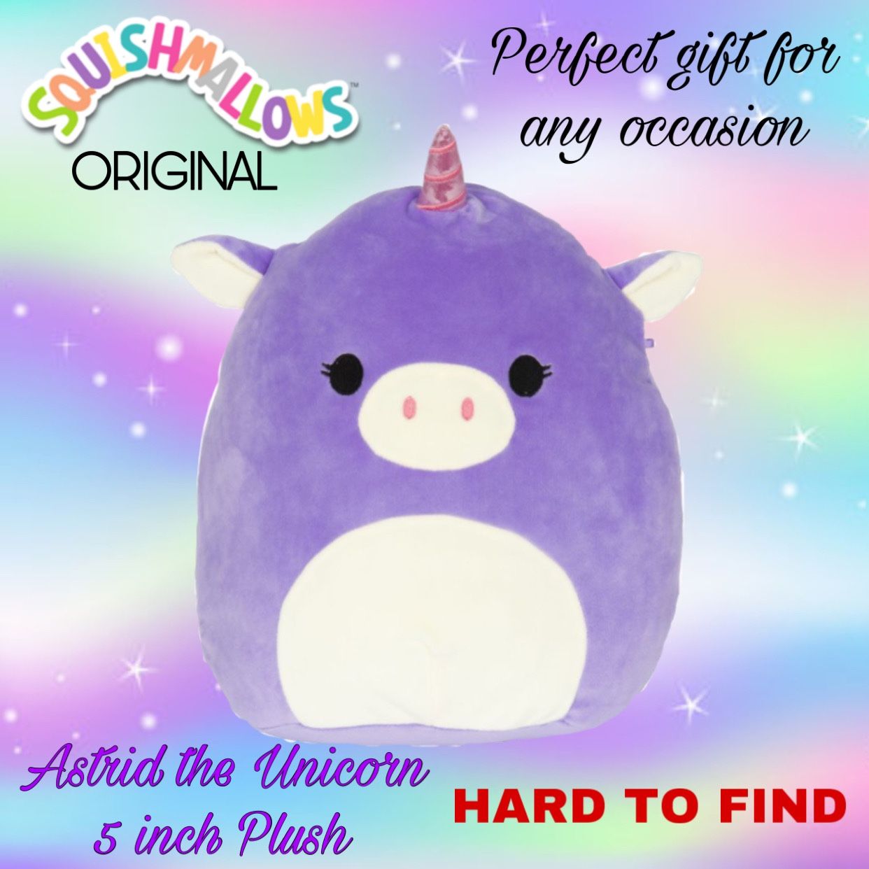 (NEW) RARE Original Squishmallows Astrid the Unicorn 5 Inch Stuffed Animal Best Seller Series #1 (PERFECT STOCKING STUFFER)
