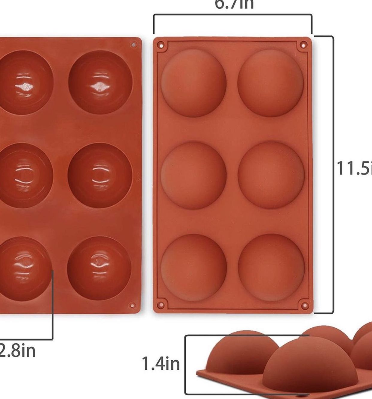 Semi Sphere Silicone Mold for Chocolate - Baking Mold for Making Hot Chocolate Bomb,Cake,Jelly, Pudding,Dome Mousse DIY with 2pcs Different Size Molds