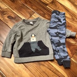 Baby boy carters polar bear sweat outfit. Size 18 months