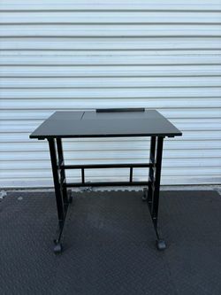 Standing Desk with Wheels, Height Adjustment from 28" to 46" Sit to Stand Up, Mobile Computer Desk, Rolling Laptop Cart for Home Office Walking Pad Wr