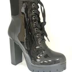 Black Shiny Bootie New In Box Sizes 6-7.5-8