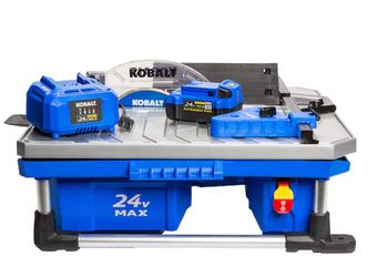A000171A Kobalt 24V 7-in-Blade Cordless Wet Tabletop Sliding Table Tile Saw (Battery & Charger Included)